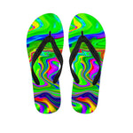 Green Abstract Liquid Trippy Print Flip Flops