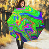 Green Abstract Liquid Trippy Print Foldable Umbrella