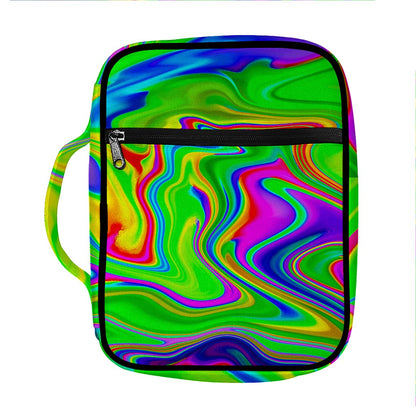 Green Abstract Liquid Trippy Print Front Pocket Bible Bag