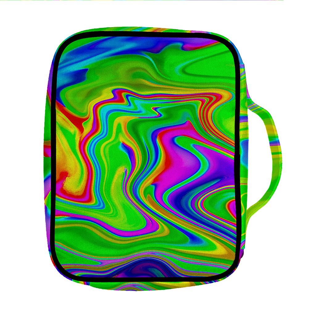 Green Abstract Liquid Trippy Print Front Pocket Bible Bag