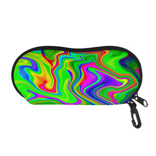 Green Abstract Liquid Trippy Print Glasses Case