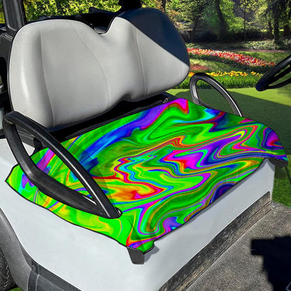 Green Abstract Liquid Trippy Print Golf Cart Seat Cover