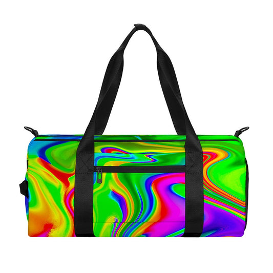 Green Abstract Liquid Trippy Print Gym Bag