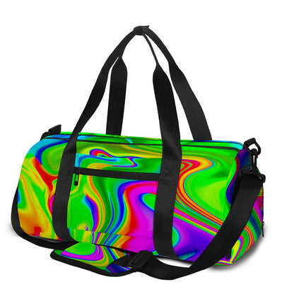 Green Abstract Liquid Trippy Print Gym Bag