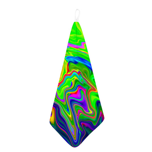 Green Abstract Liquid Trippy Print Hand Towel