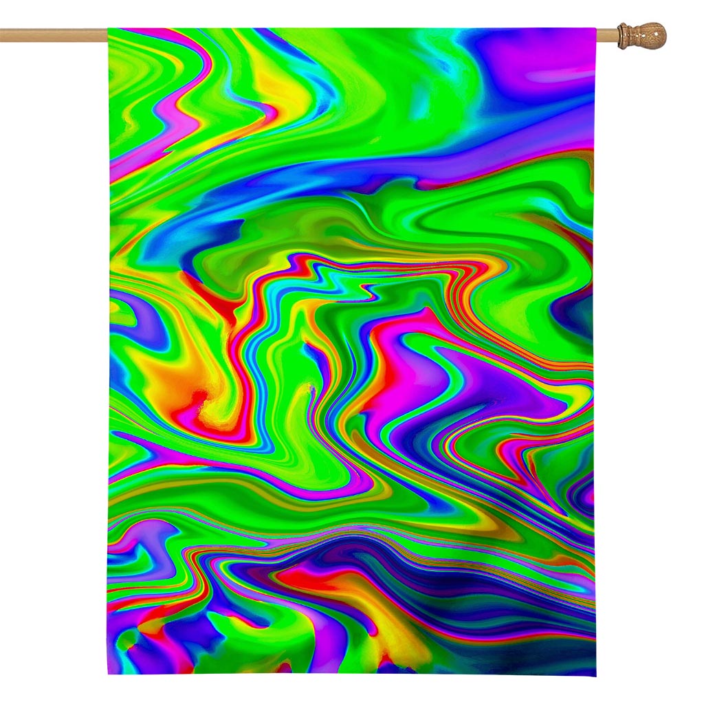 Green Abstract Liquid Trippy Print House Flag