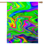 Green Abstract Liquid Trippy Print House Flag