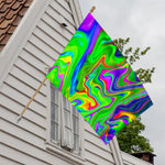 Green Abstract Liquid Trippy Print House Flag