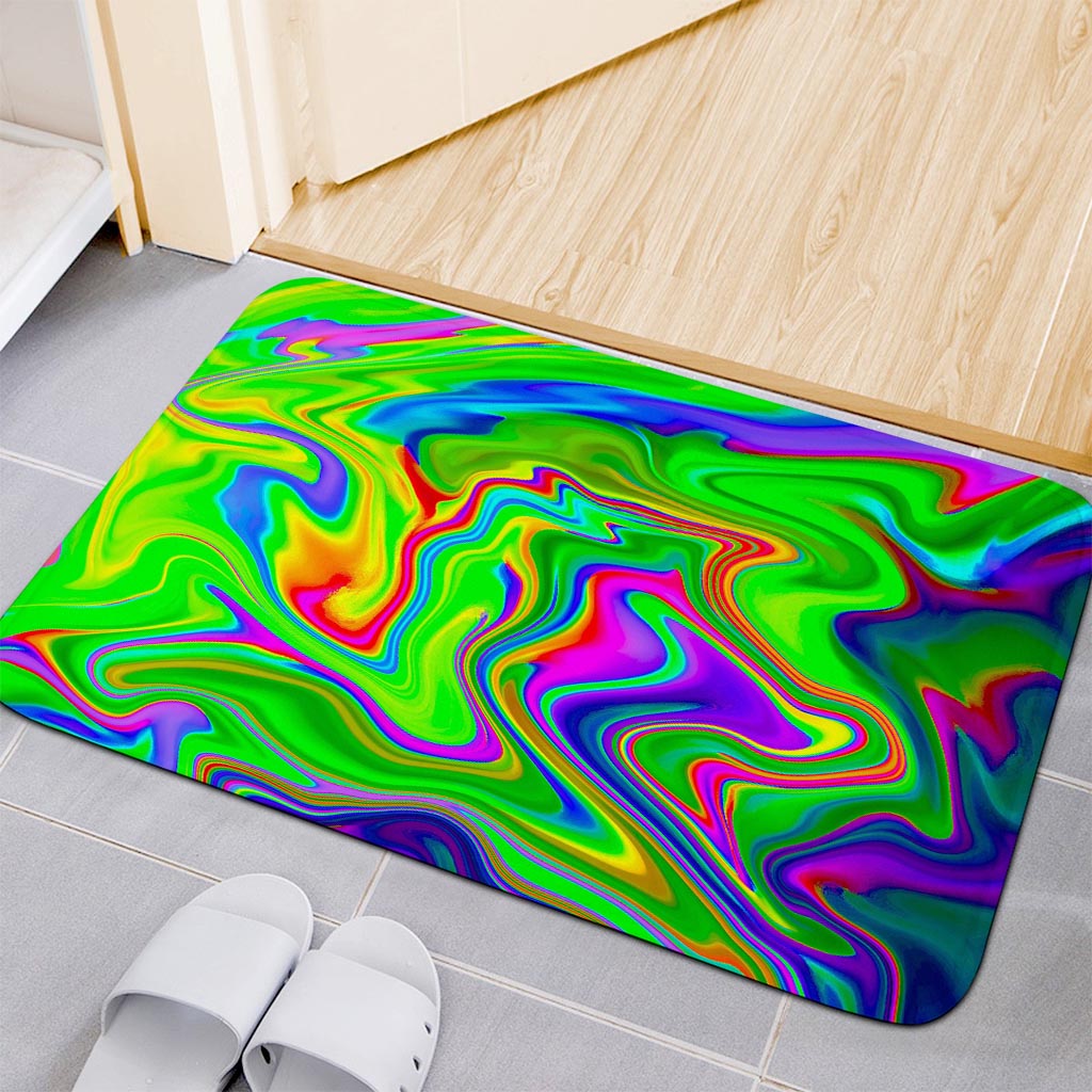 Green Abstract Liquid Trippy Print Indoor Door Mat