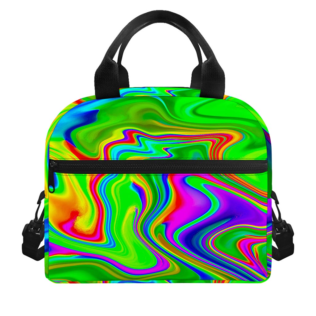 Green Abstract Liquid Trippy Print Insulated Lunch Bag