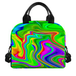 Green Abstract Liquid Trippy Print Insulated Lunch Bag