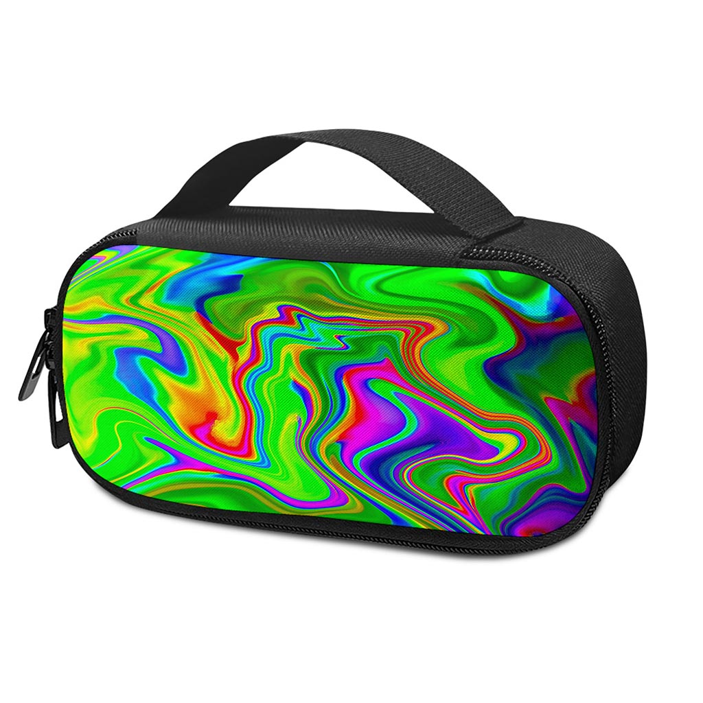 Green Abstract Liquid Trippy Print Insulin Cooler Travel Case