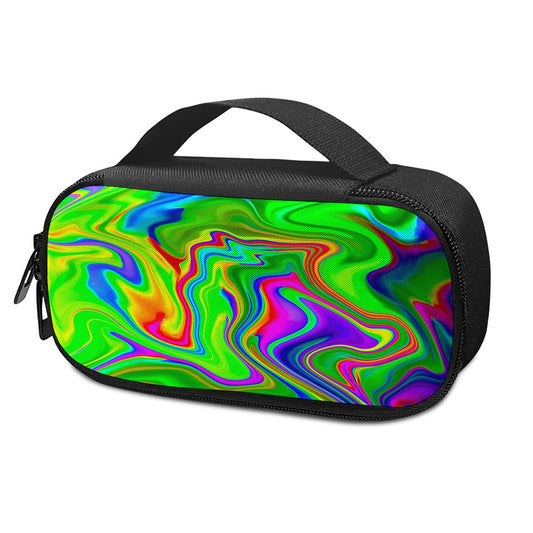 Green Abstract Liquid Trippy Print Insulin Cooler Travel Case