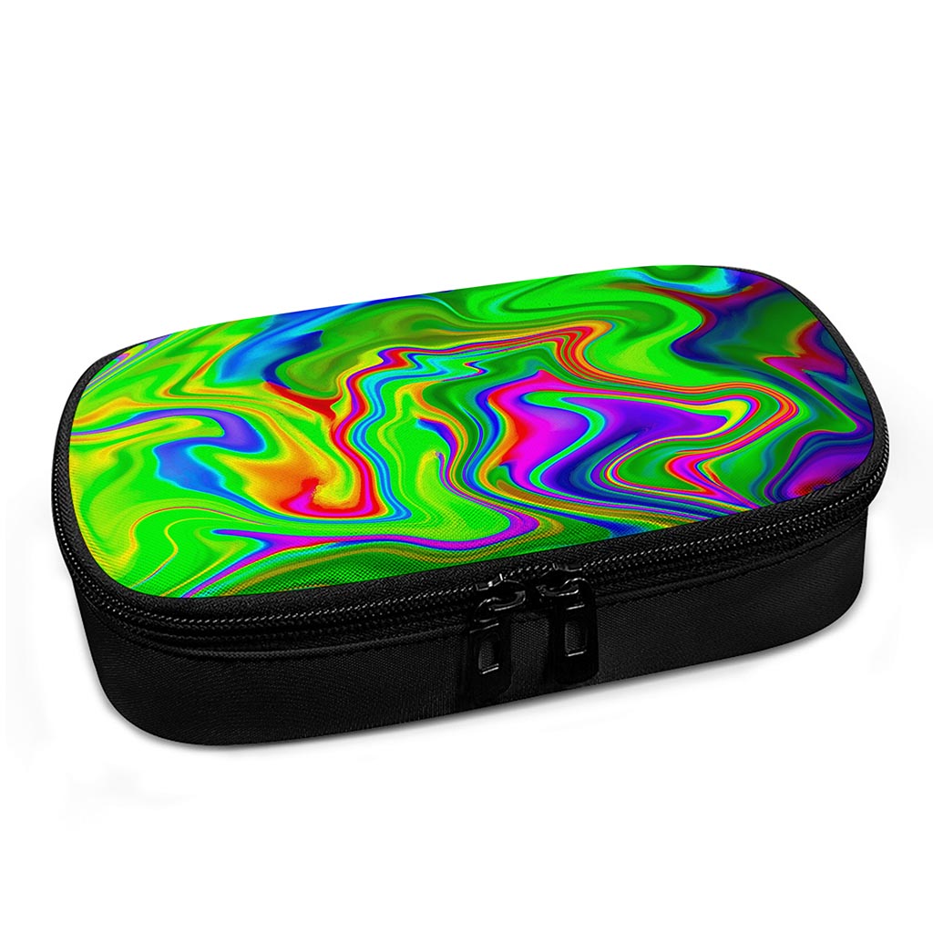 Green Abstract Liquid Trippy Print Insulin Cooler Travel Case