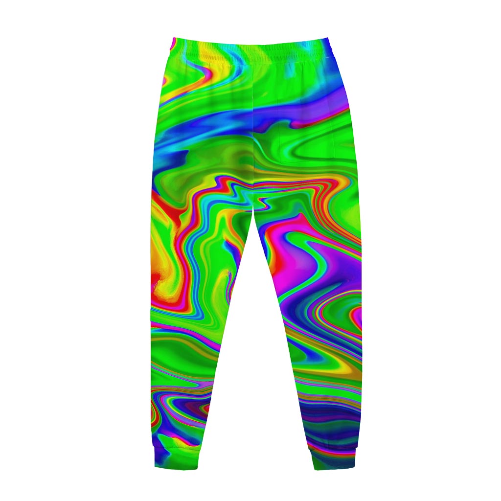 Green Abstract Liquid Trippy Print Jogger Pants