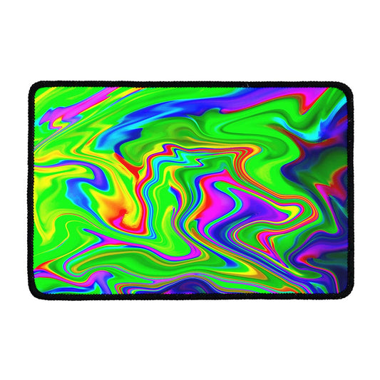 Green Abstract Liquid Trippy Print Kitchen Mat