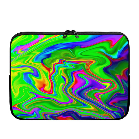 Green Abstract Liquid Trippy Print Laptop Sleeve