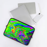 Green Abstract Liquid Trippy Print Laptop Sleeve