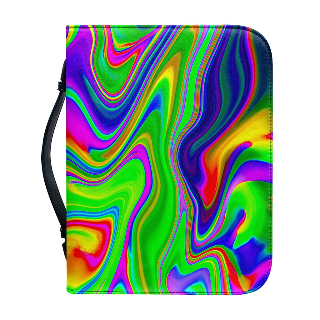 Green Abstract Liquid Trippy Print Leather Bible Cover