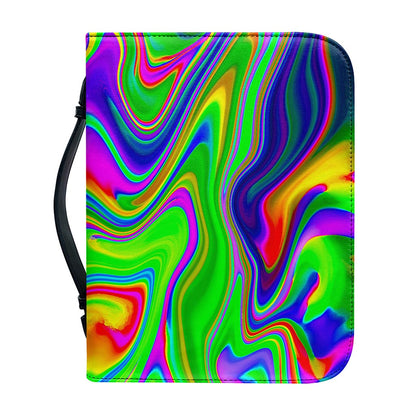 Green Abstract Liquid Trippy Print Leather Bible Cover
