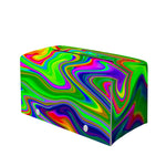 Green Abstract Liquid Trippy Print Leather Tissue Box Cover