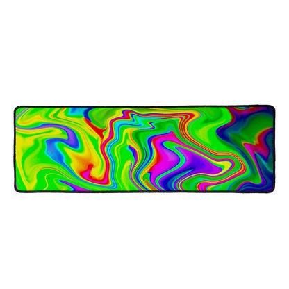 Green Abstract Liquid Trippy Print Long Kitchen Mat