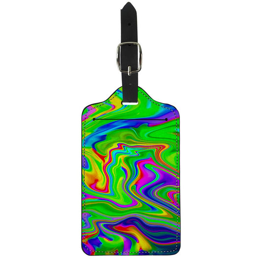 Green Abstract Liquid Trippy Print Luggage Tag