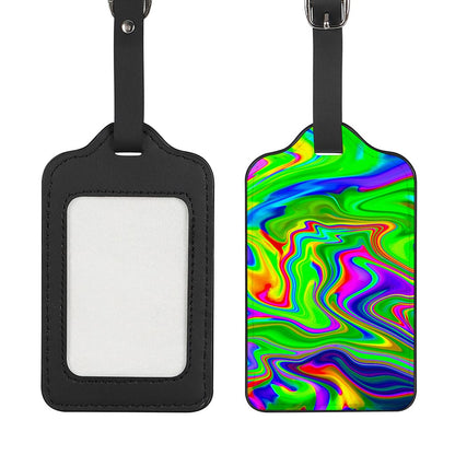 Green Abstract Liquid Trippy Print Luggage Tag