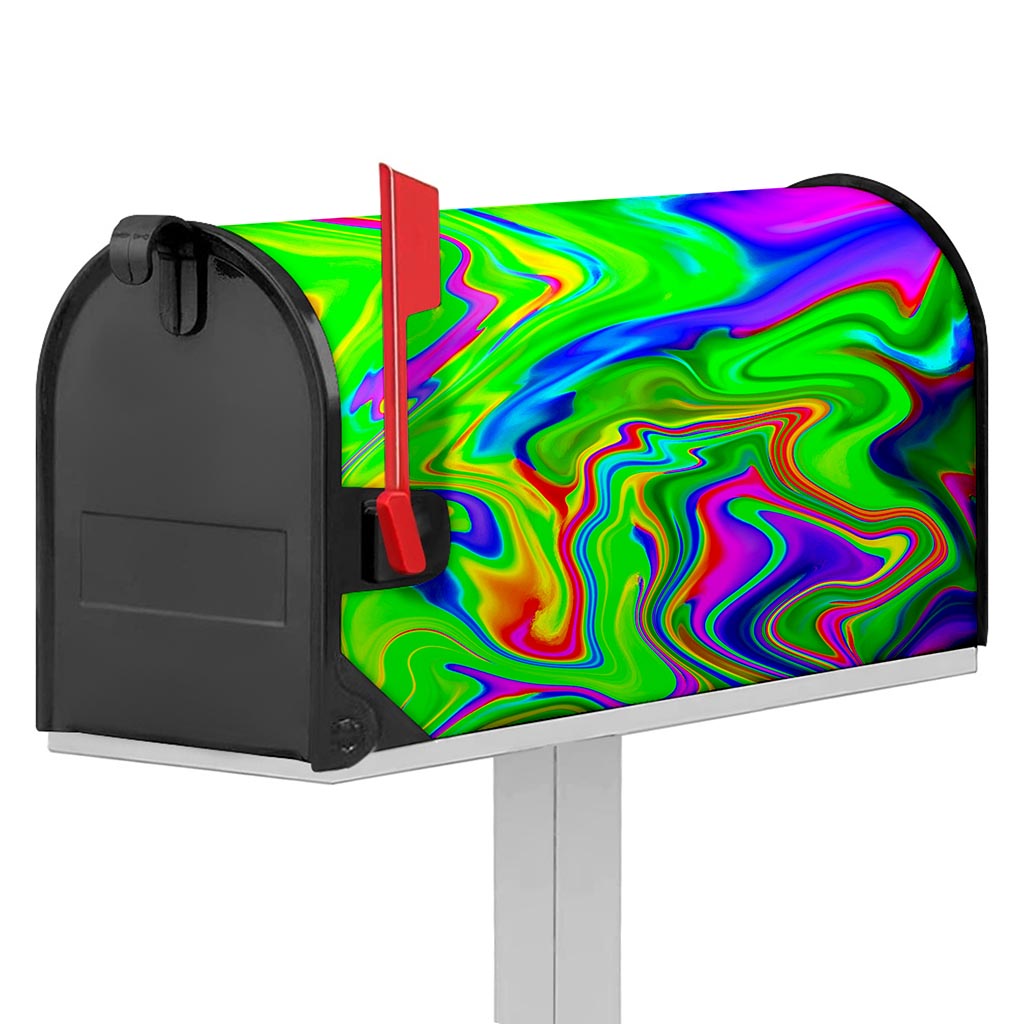 Green Abstract Liquid Trippy Print Mailbox Cover