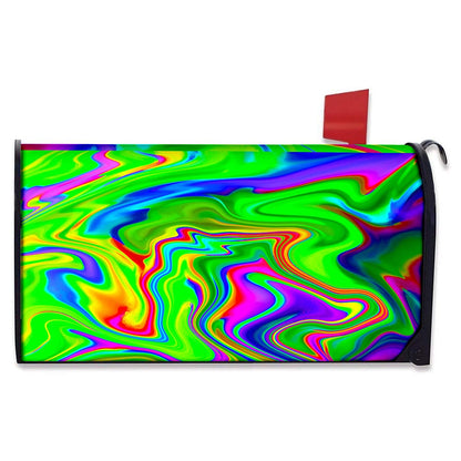 Green Abstract Liquid Trippy Print Mailbox Cover