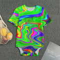 Green Abstract Liquid Trippy Print Men's Bodysuit