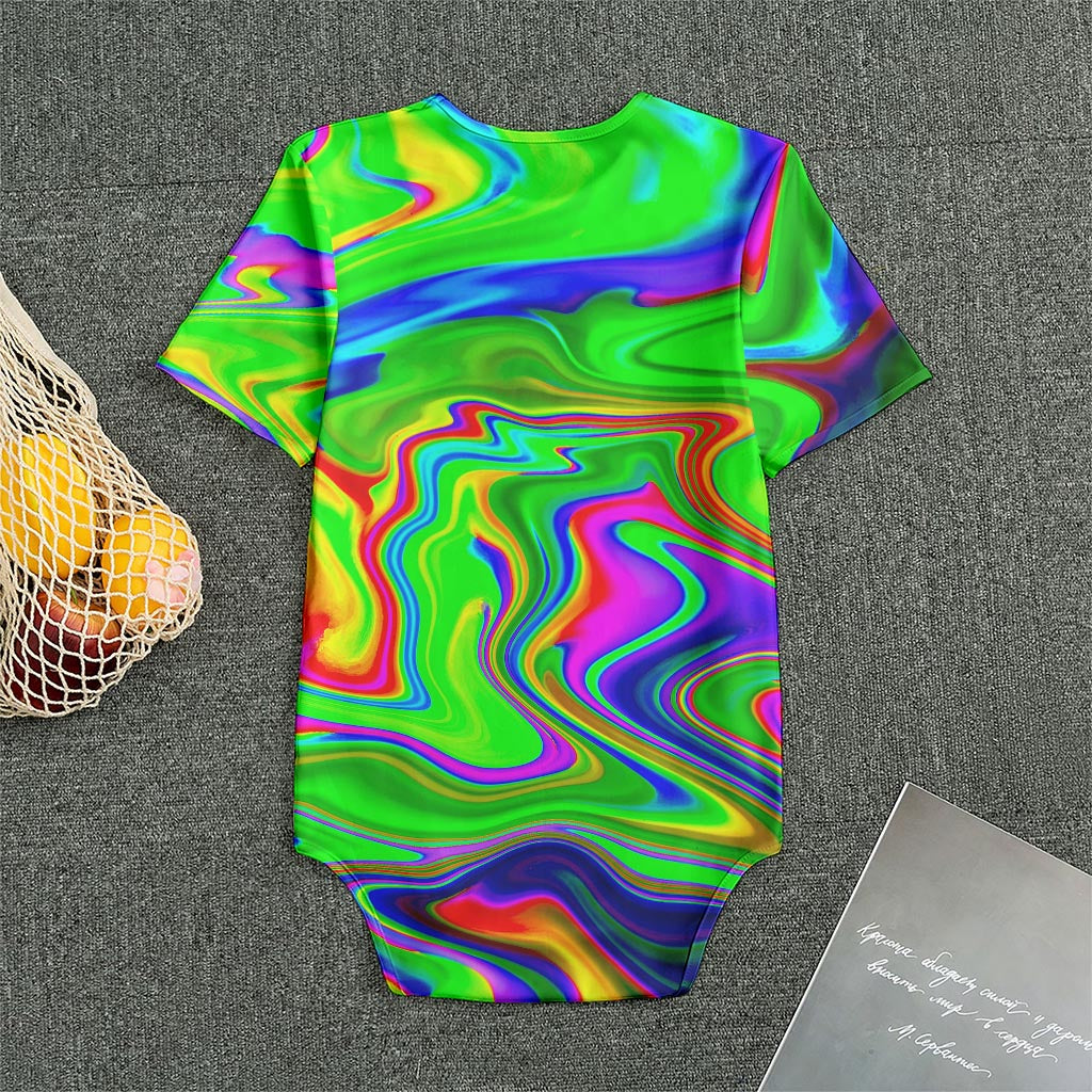 Green Abstract Liquid Trippy Print Men's Bodysuit