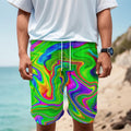 Green Abstract Liquid Trippy Print Men's Cargo Shorts