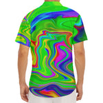 Green Abstract Liquid Trippy Print Men's Deep V-Neck Shirt