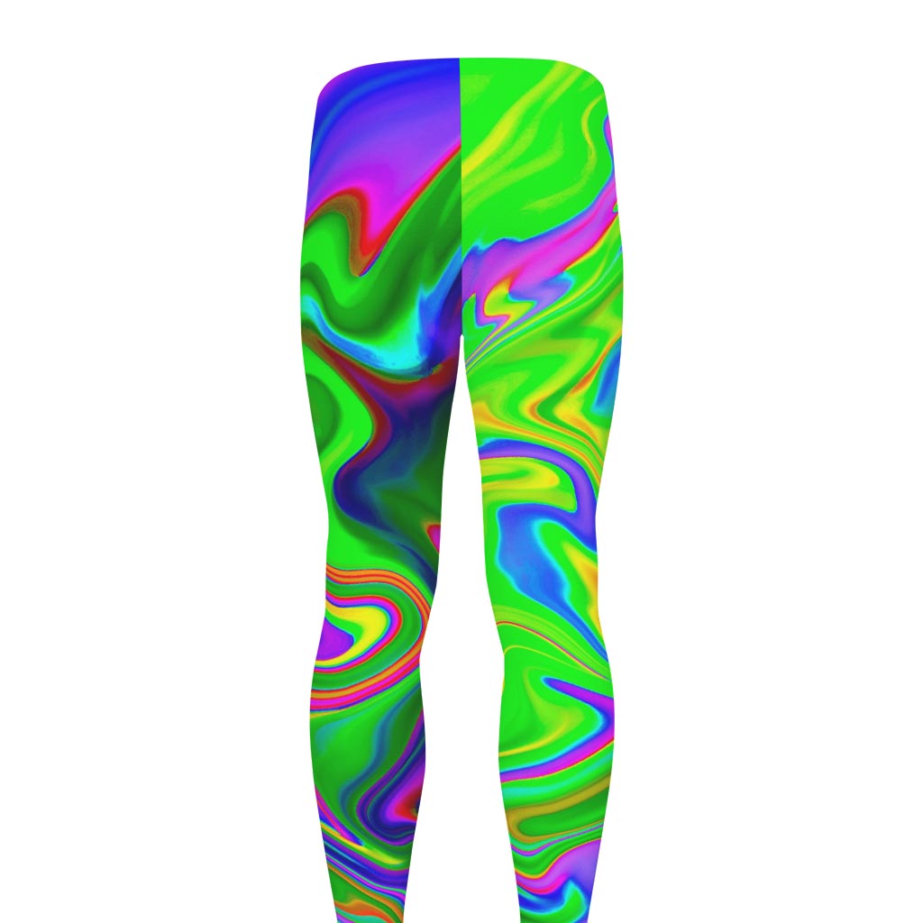 Green Abstract Liquid Trippy Print Men's leggings