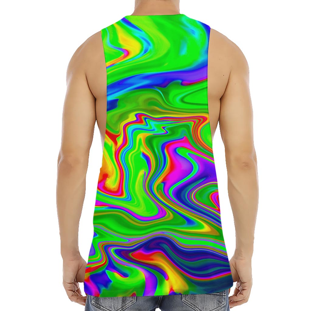 Green Abstract Liquid Trippy Print Men's Muscle Tank Top