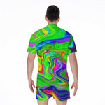 Green Abstract Liquid Trippy Print Men's Rompers