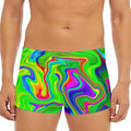 Green Abstract Liquid Trippy Print Men's Short Boxer Briefs