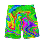 Green Abstract Liquid Trippy Print Men's Sports Shorts