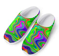 Green Abstract Liquid Trippy Print Mesh Casual Shoes