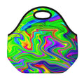Green Abstract Liquid Trippy Print Neoprene Lunch Bag