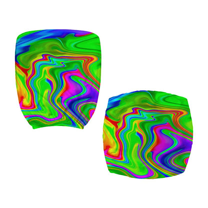 Green Abstract Liquid Trippy Print Office Chair Cover