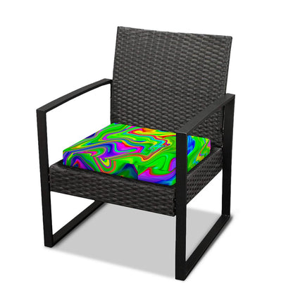 Green Abstract Liquid Trippy Print Outdoor Seat Cushion Cover