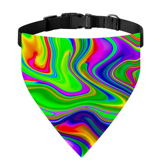 Green Abstract Liquid Trippy Print Over The Collar Dog Bandana