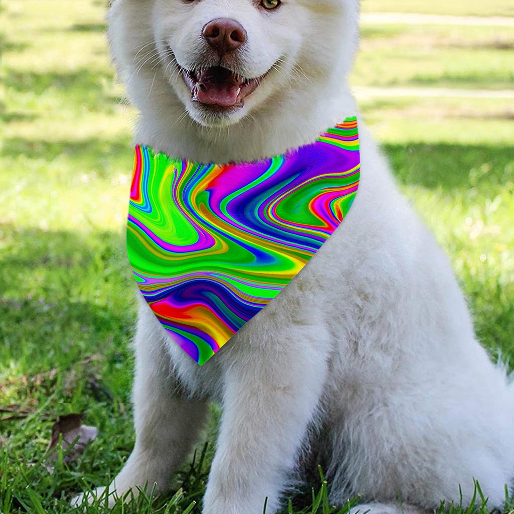 Green Abstract Liquid Trippy Print Over The Collar Dog Bandana