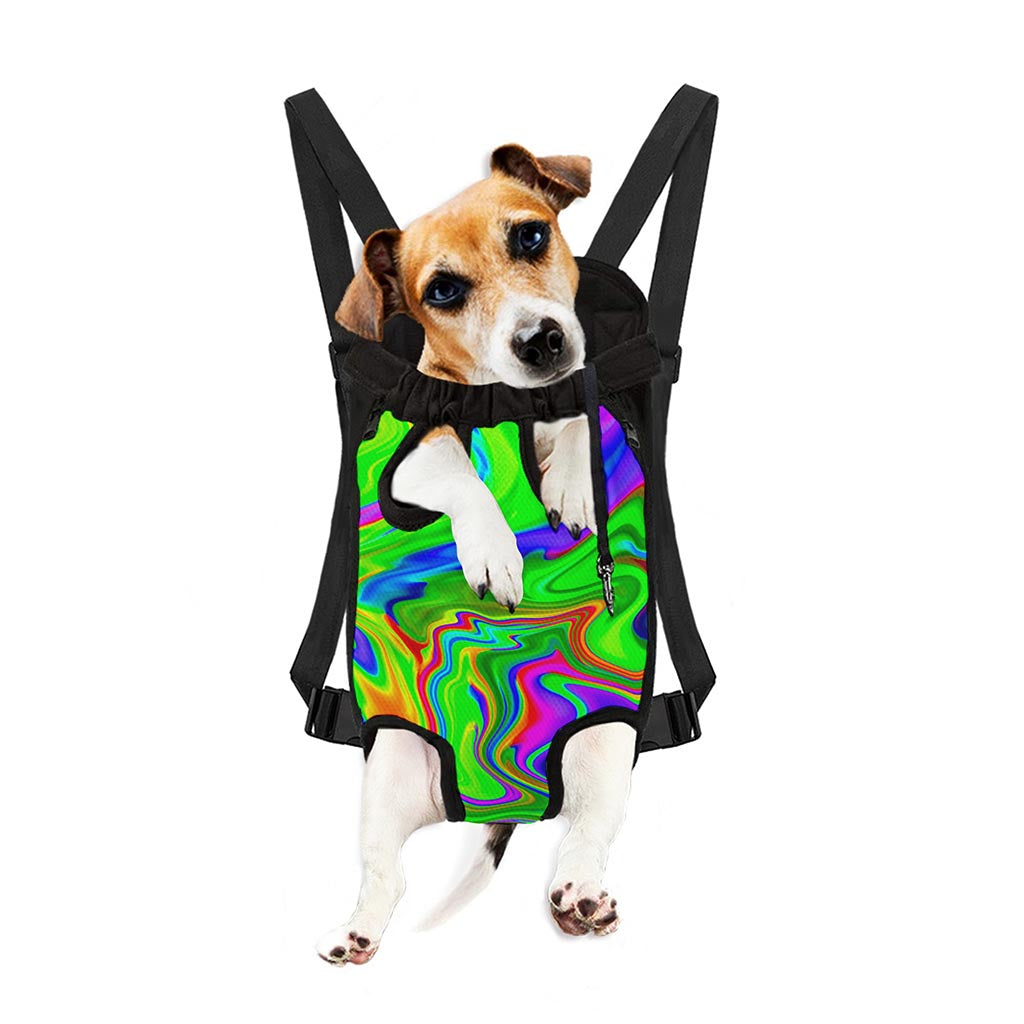 Green Abstract Liquid Trippy Print Pet Carrier Backpack