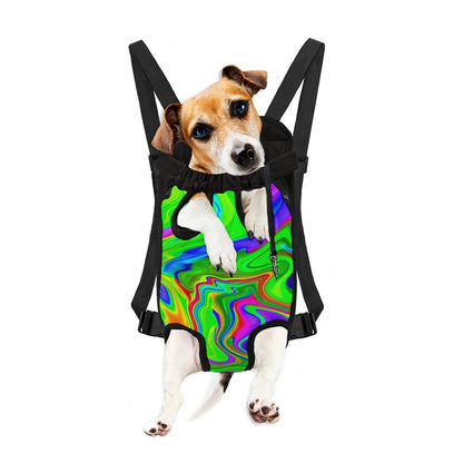 Green Abstract Liquid Trippy Print Pet Carrier Backpack