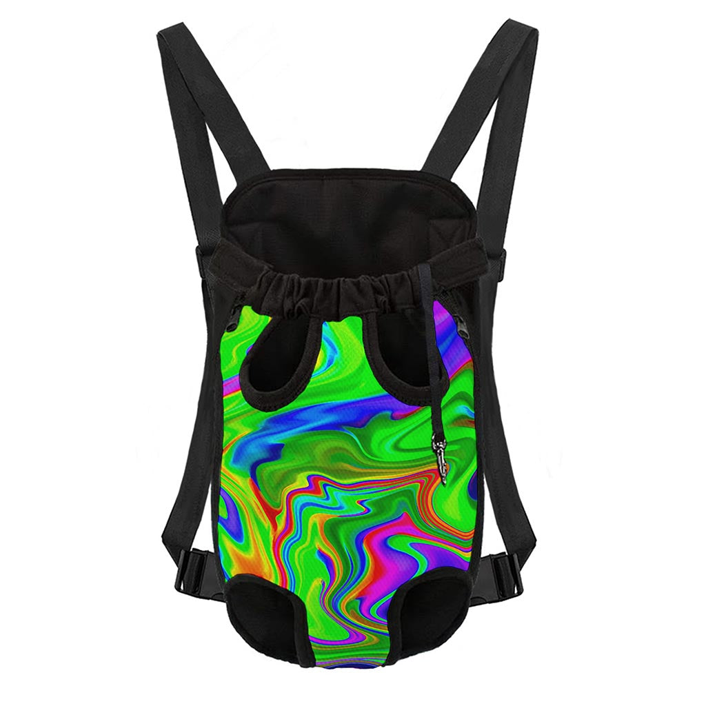 Green Abstract Liquid Trippy Print Pet Carrier Backpack