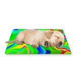 Green Abstract Liquid Trippy Print Pet Cooling Mat Cover