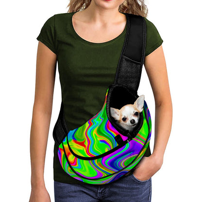Green Abstract Liquid Trippy Print Pet Sling Carrier